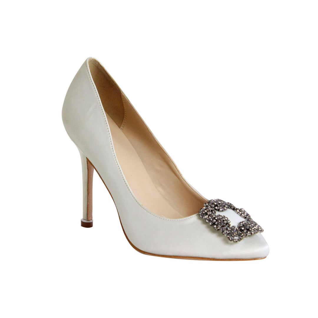 MIRKO Diamante Embellished Satin Pumps - ithelabel.com