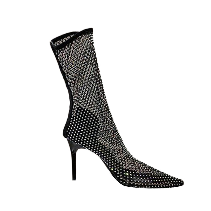 MOTIA Diamante Mesh Ankle Boots - 7cm