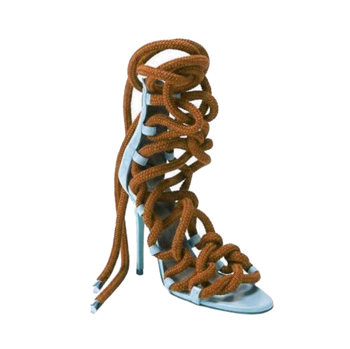 MURRY Lace Up High Heel Rope Sandals