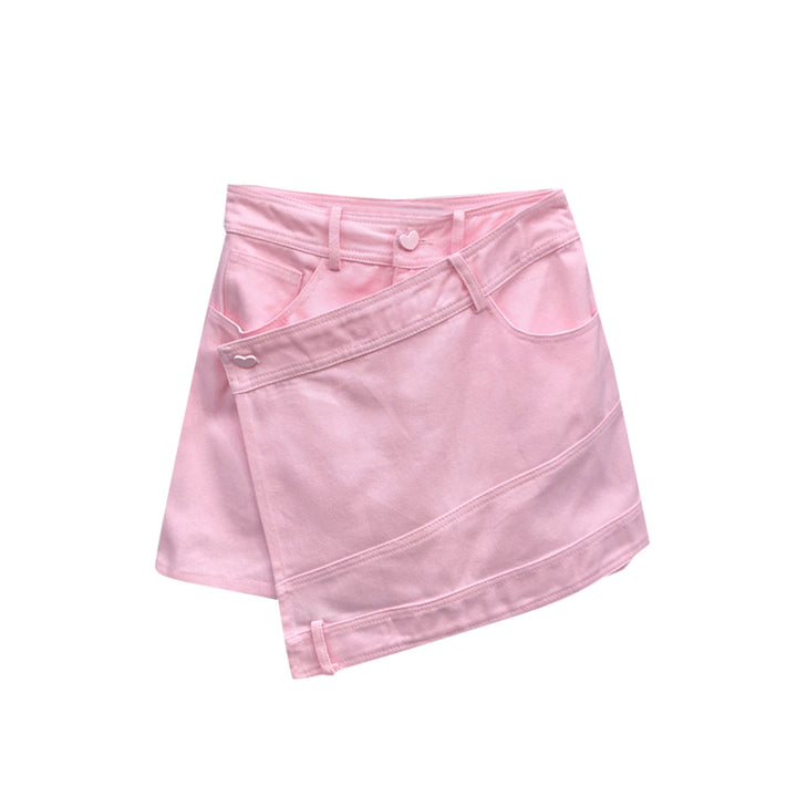 NICES Asymmetric Hem Denim Mini Skirt
