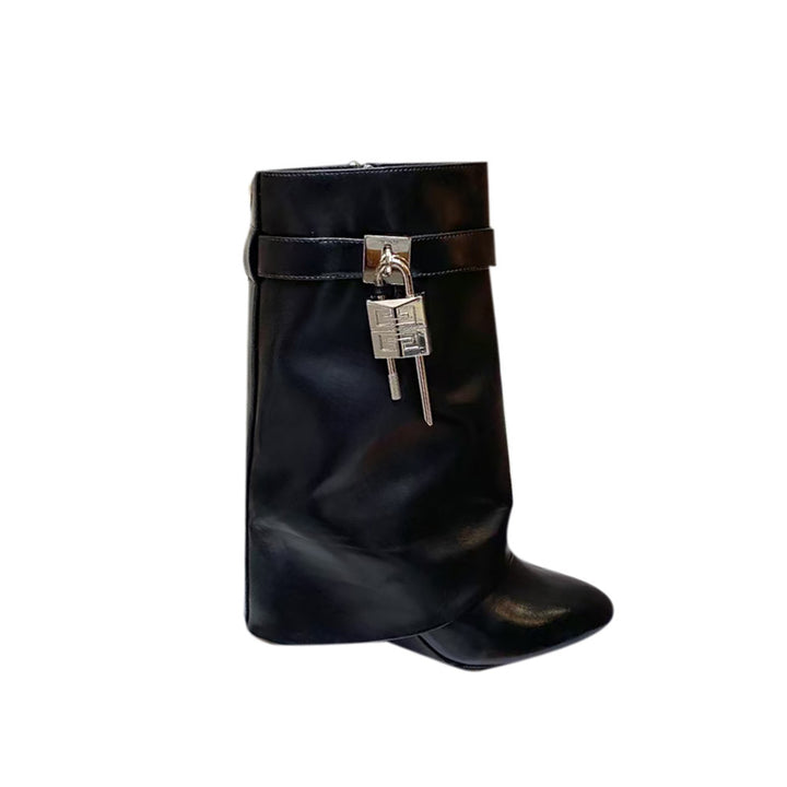 QAMRA Lock Detailed Wedged Heel Ankle Boots