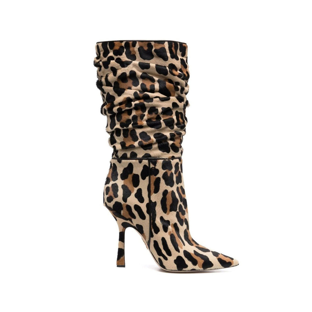 QITEN Stiletto Heel Printed Slouchy Ankle Boots