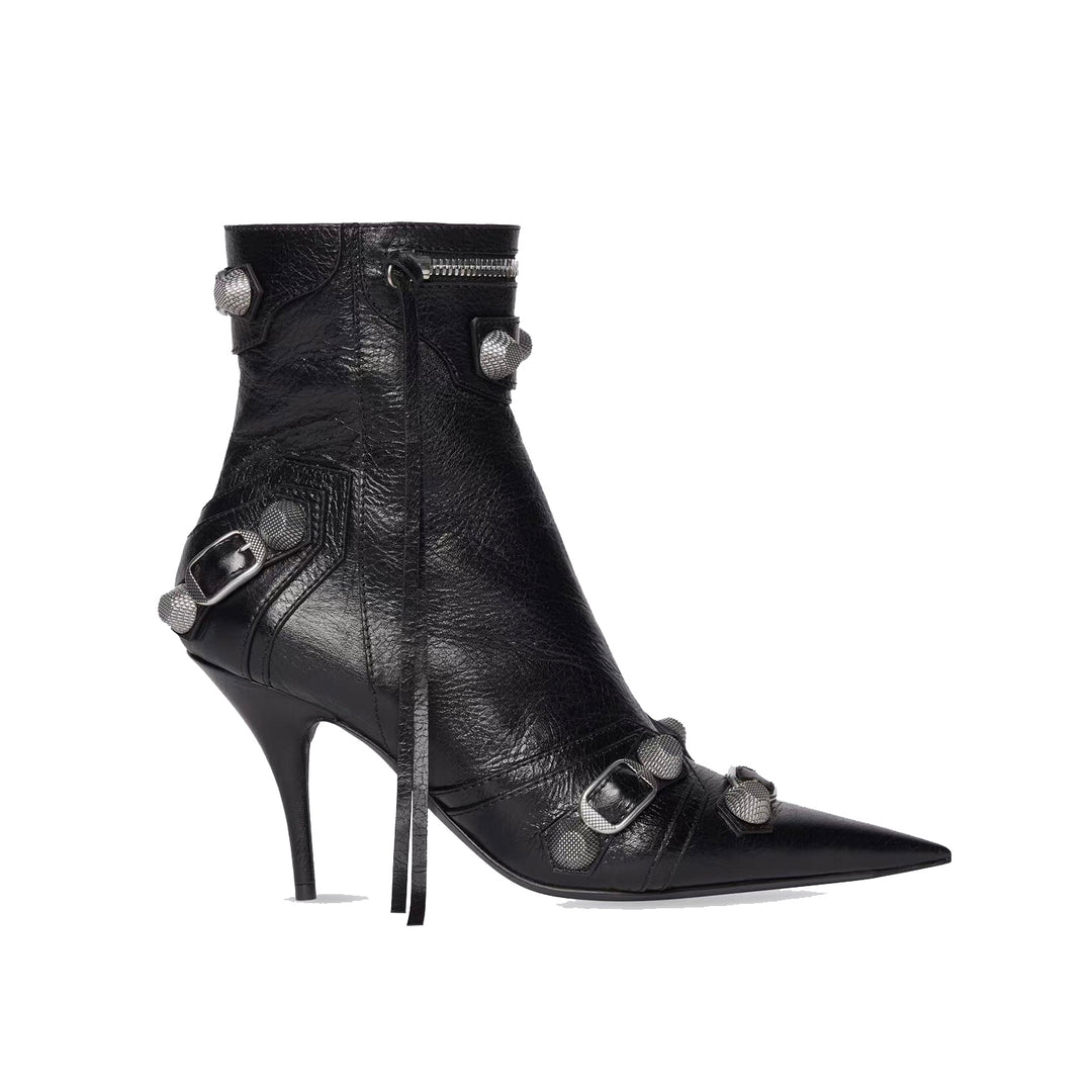 RETHA Studded And Buckled Leather Ankle Boots