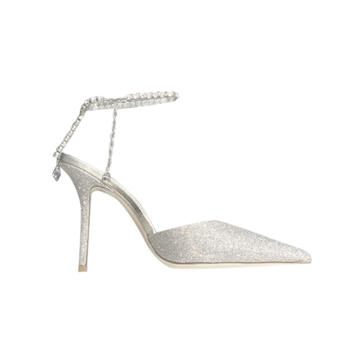 RISIA Ankle Diamante Glitter High Heel Sandals - 10cm