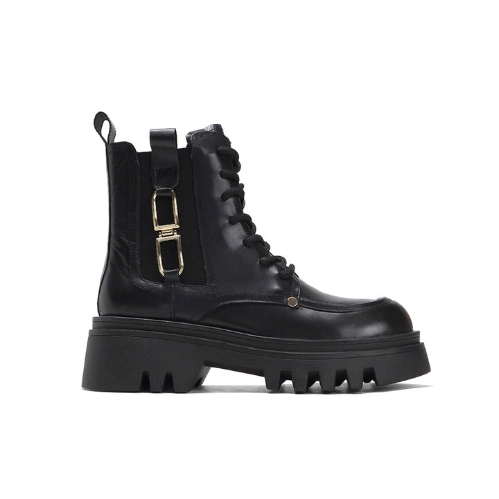 RLVIN Lace Up Leather Platform Ankle Boots
