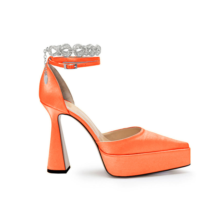 SANDU Diamante Ankle Strap High Heel Platform Sandals
