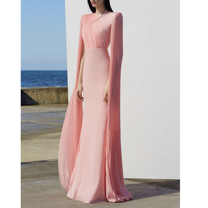 SIKIA Long Sleeves Maxi Evening Dress Gown