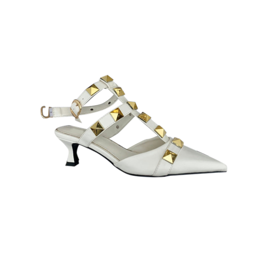 SILUM Studded Ankle Strap Kitten Heel Sandals - 4cm - ithelabel.com