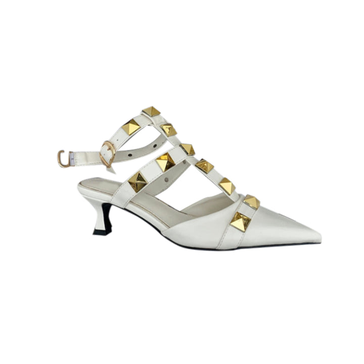 SILUM Studded Ankle Strap Kitten Heel Sandals - 4cm - ithelabel.com