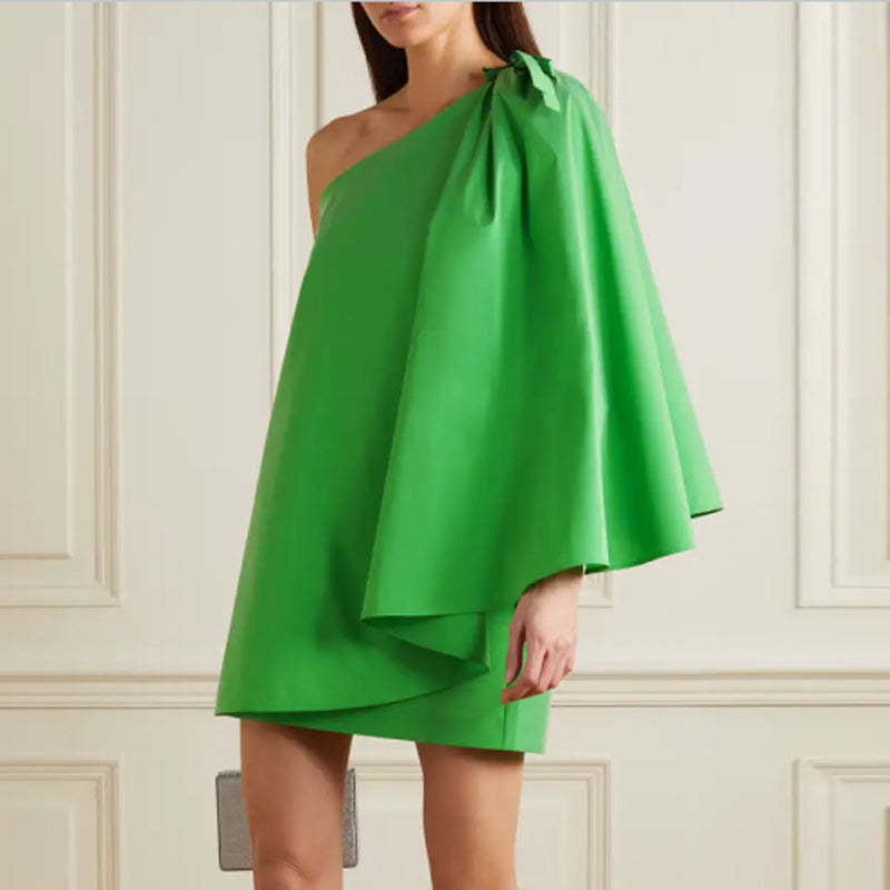 SLVIA One-Shoulder Mini Evening Dress Gown