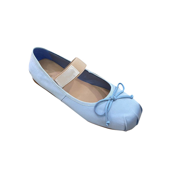 SULOM Bow Embellished Satin Flat Ballet Shoes