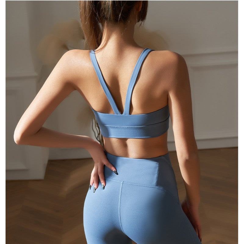 SUREC Yoga Pilates Backless Fitted Sports Bra