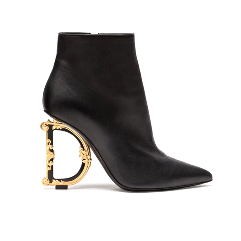 TIFFE Sculptured Heel Asymmetric Leather Ankle Boots