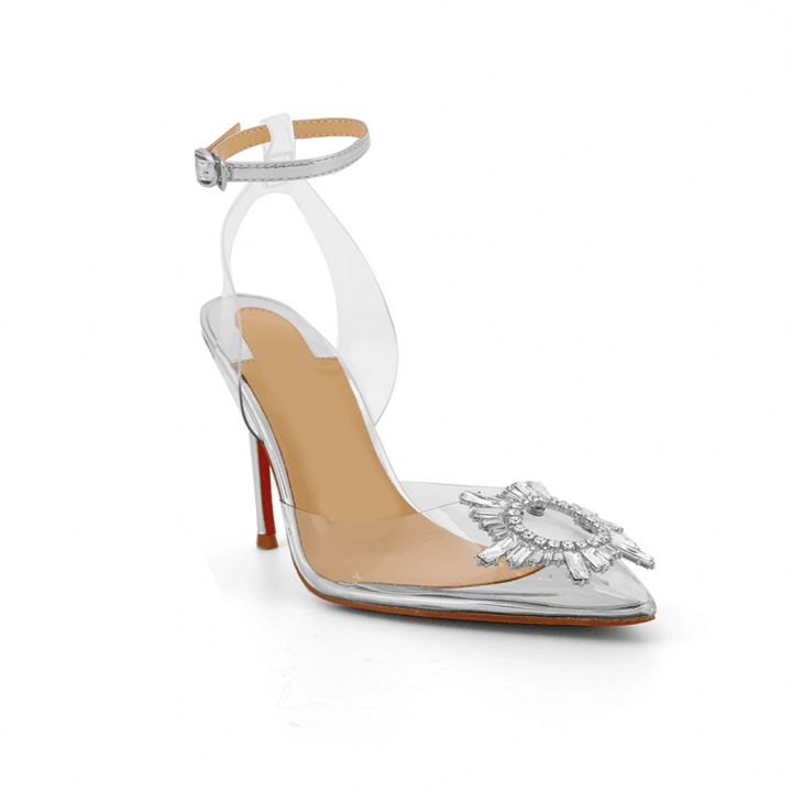 VATOE Diamante Transparent PVC High Heel Naked Sandals - 10cm - ithelabel.com