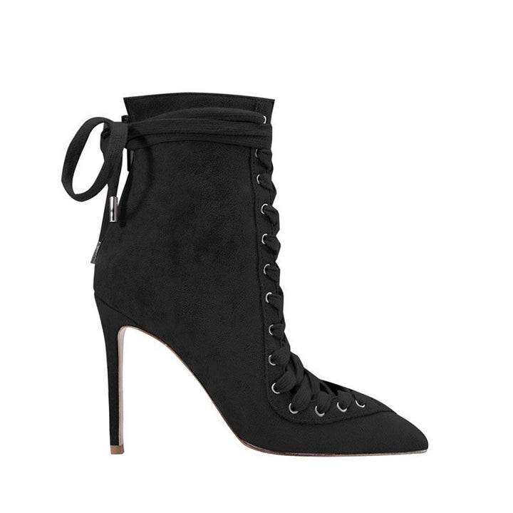 VOILA Lace Up Stiletto Heel Ankle Boots