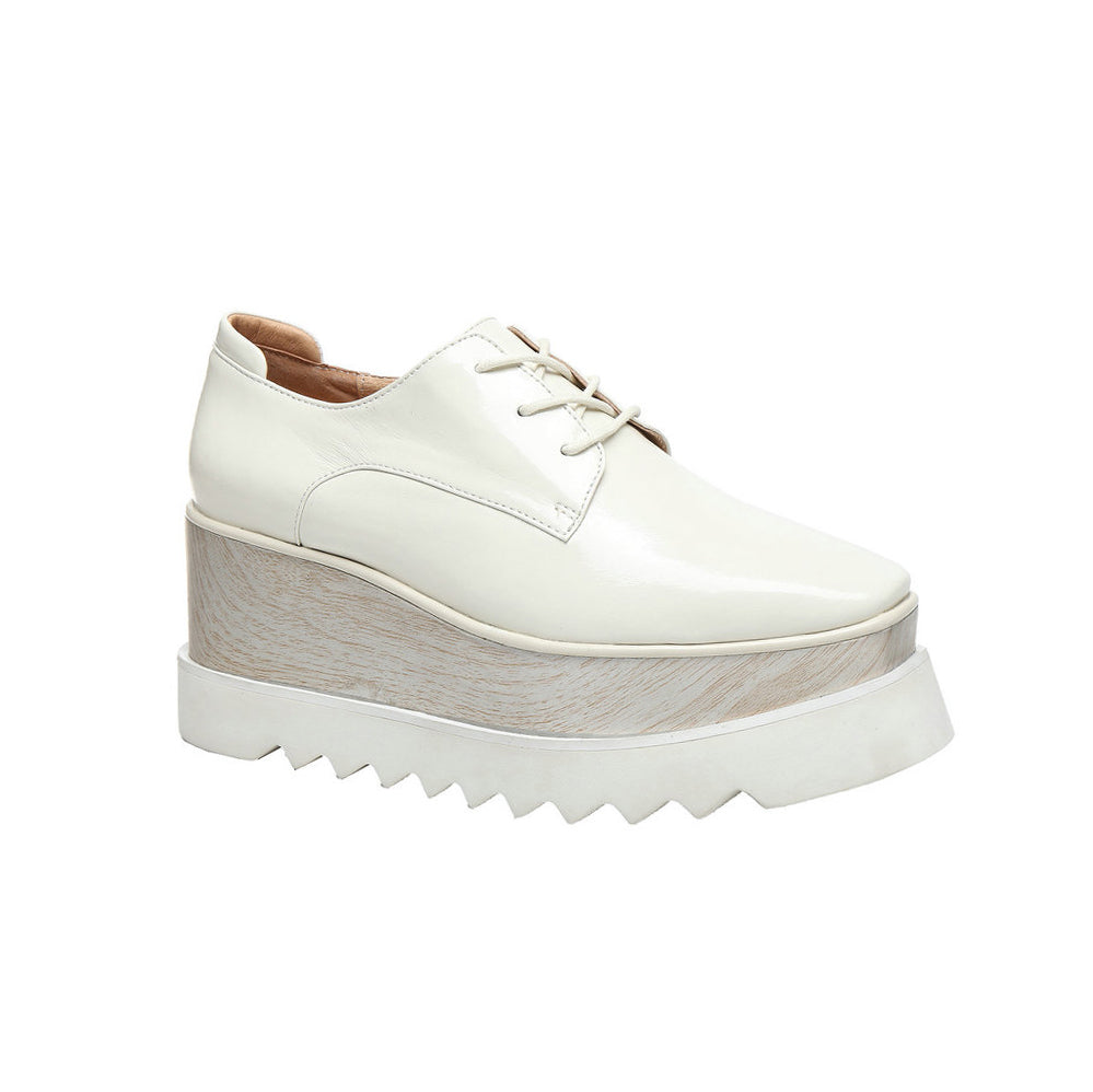 WEMER Lace Up Leather Oxford Platform Sneakers