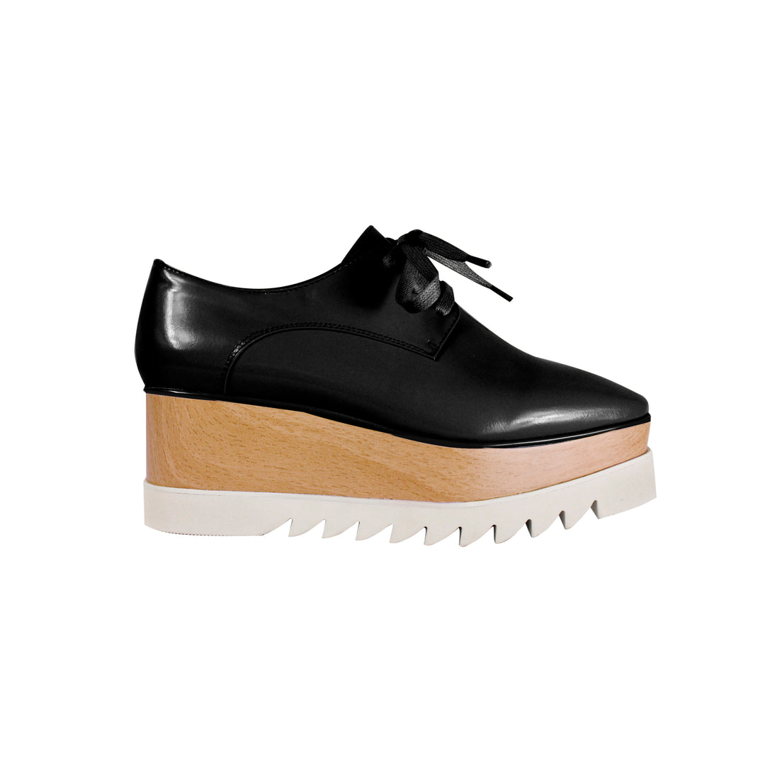 WEMER Lace Up Patent Leather Oxford Platform Sneakers - ithelabel.com