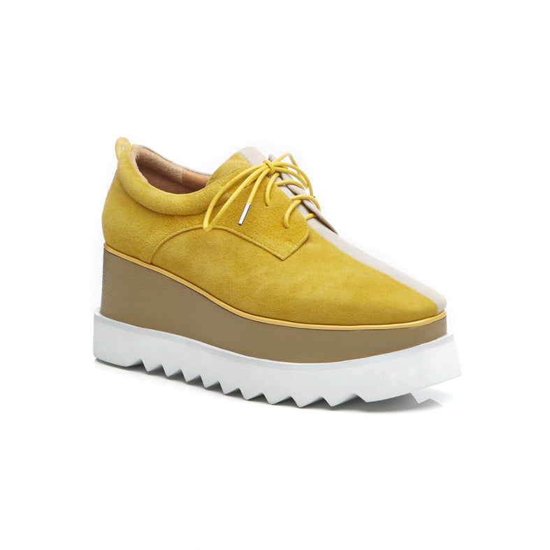 WEMER Lace Up Suede Oxford Platform Sneakers - ithelabel.com