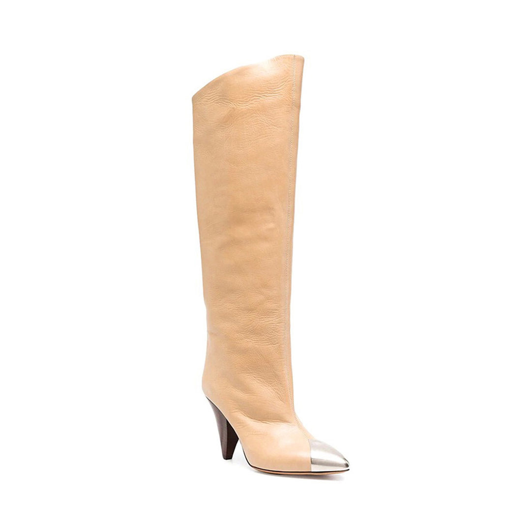 CARIF Metal Plated Leather Knee High Boots