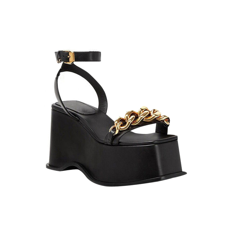 DIGIN Chain Embellished Ankle Strap Platform Sandals
