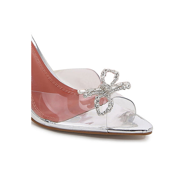 FEZIE Diamante Bow Naked Mules Sandals - ithelabel.com