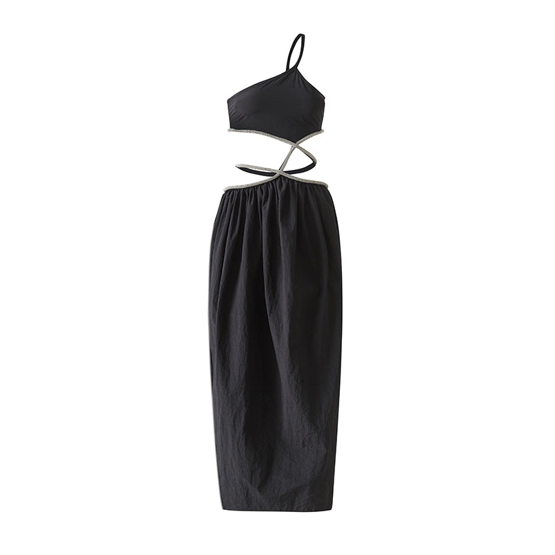 FIEMA Diamante Cut Out Midi Dress - ithelabel.com