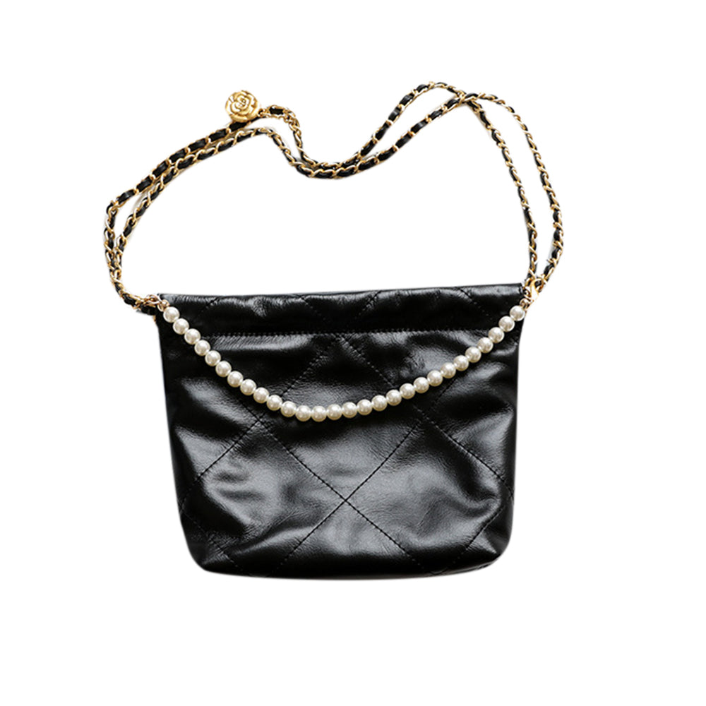 HAKEU Chain And Pearl Quilted Cross Body Bag