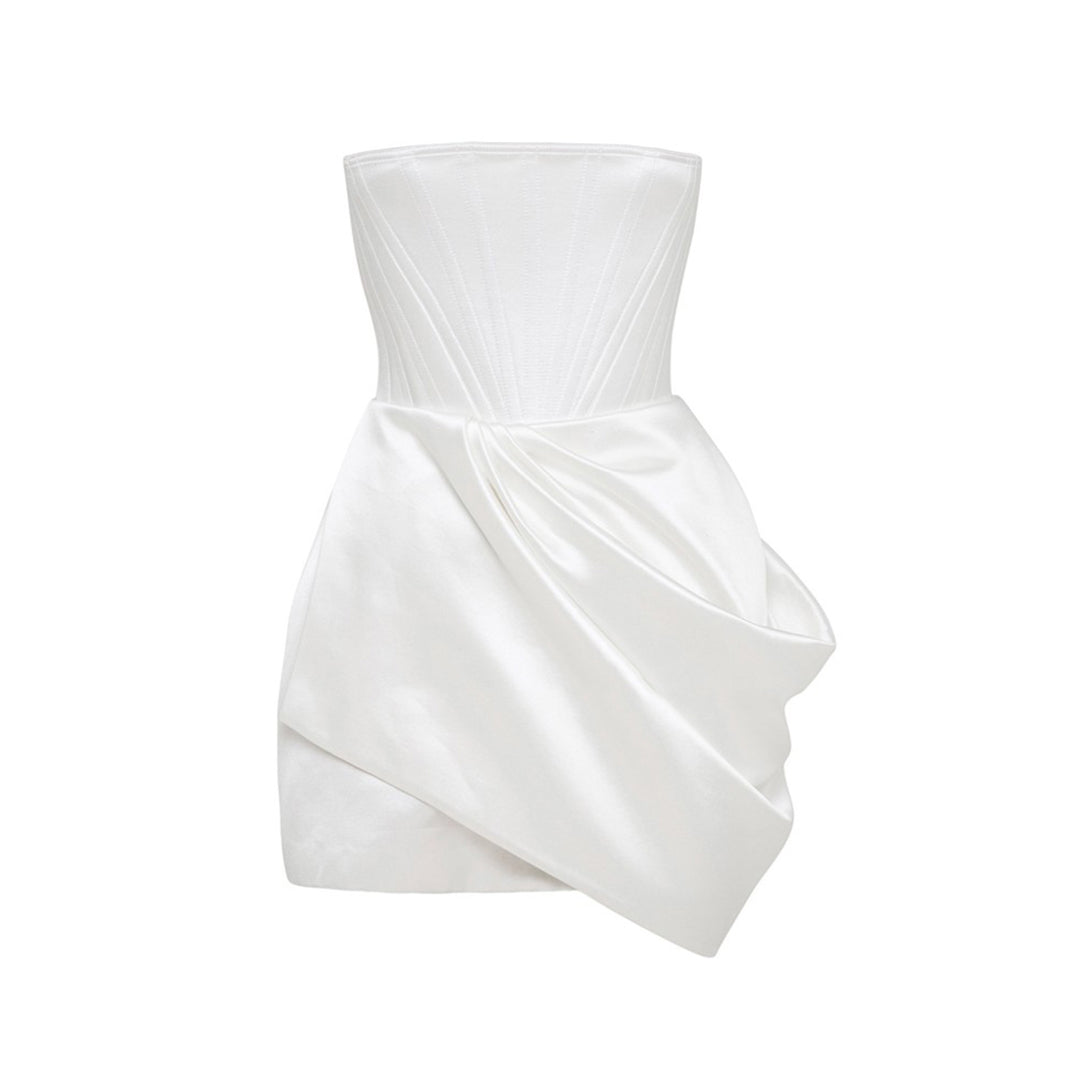 White HEJUA Tube Mini Evening Dress Gown | i The Label I The Label White HEJUA Tube Mini Evening Dress Gown | i The Label I The Label