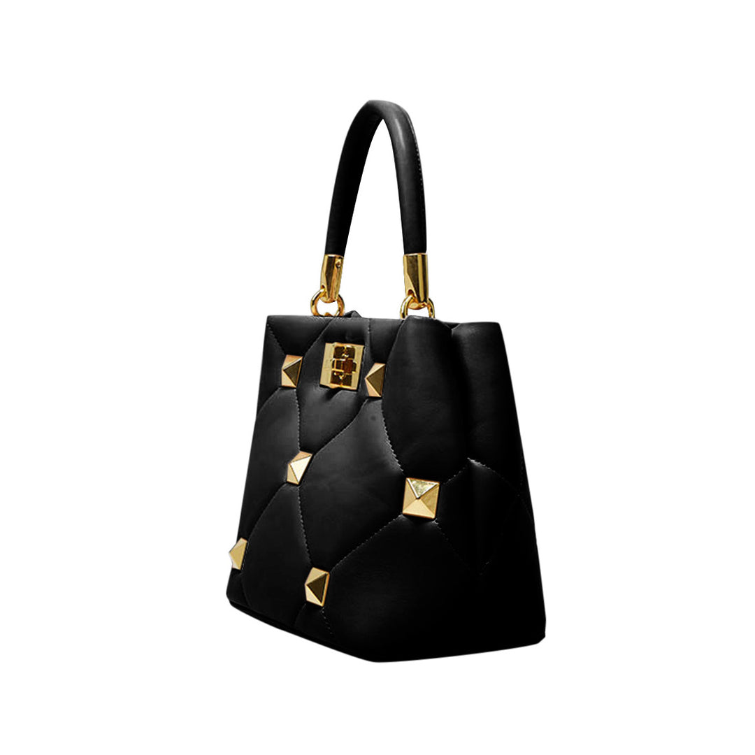 HENDO Studded Quilted Leather Tote Bag