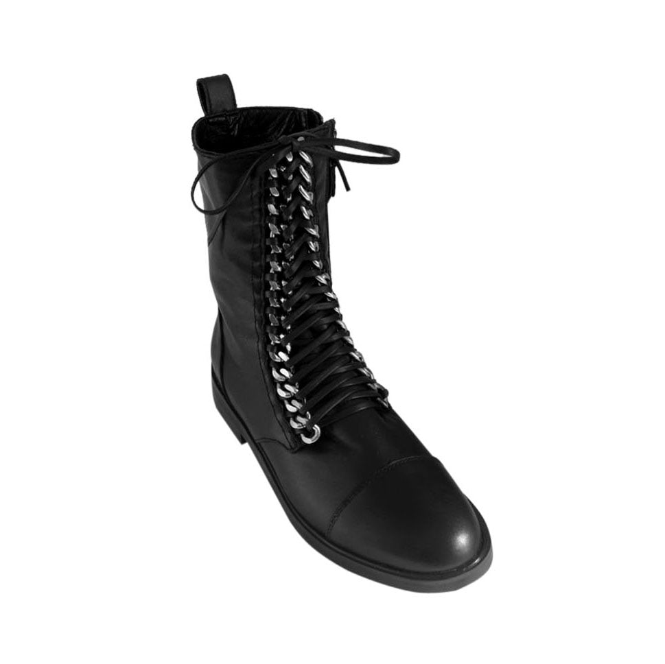 HENLY Lace Up Chain Ankle Boots