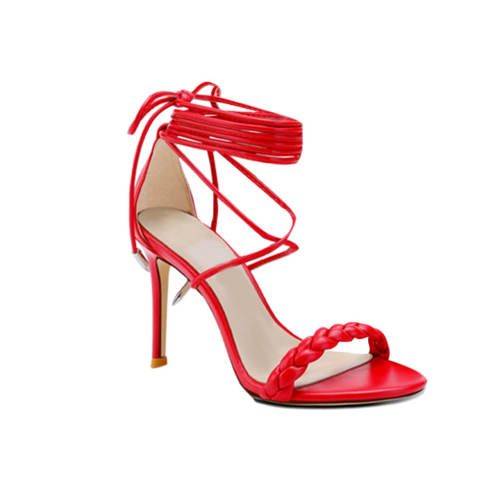 HINDE Braided Lace Up High Heel Sandals - 10cm - ithelabel.com