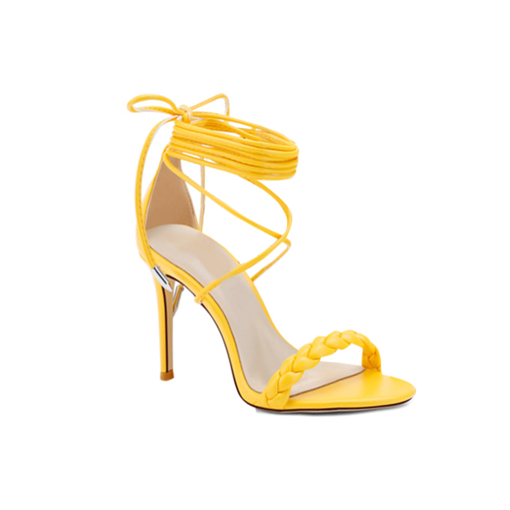 HINDE Braided Lace Up High Heel Sandals - 10cm - ithelabel.com