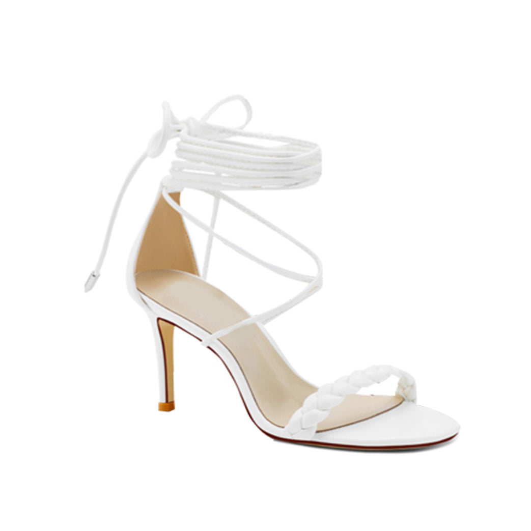 HINDE Braided Lace Up Mid Heel Sandals - 6cm - ithelabel.com