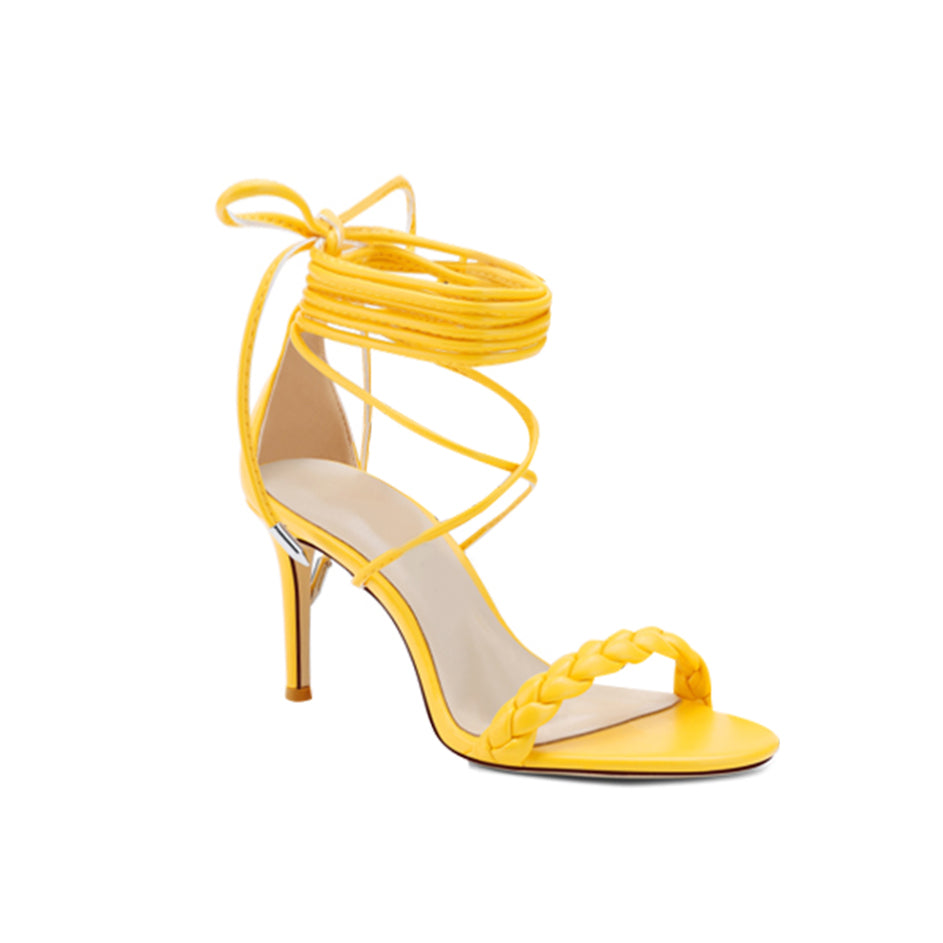 HINDE Braided Lace Up Mid Heel Sandals - 6cm - ithelabel.com