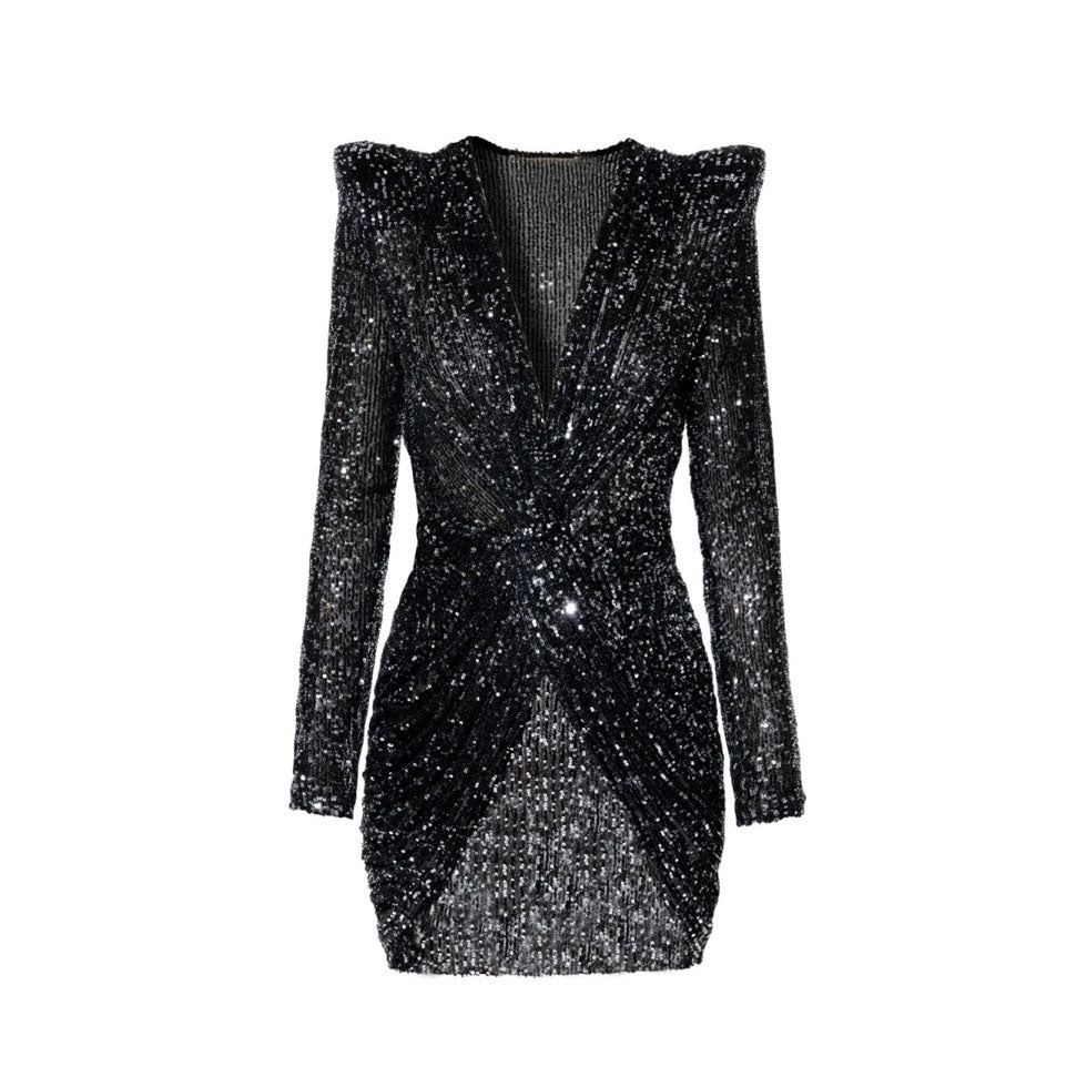 HUPES Sequinned Mini Evening Dress Gown