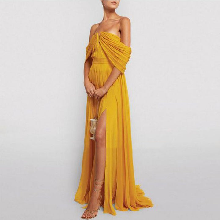 KIDON Fold Detailed Maxi Evening Dress Gown