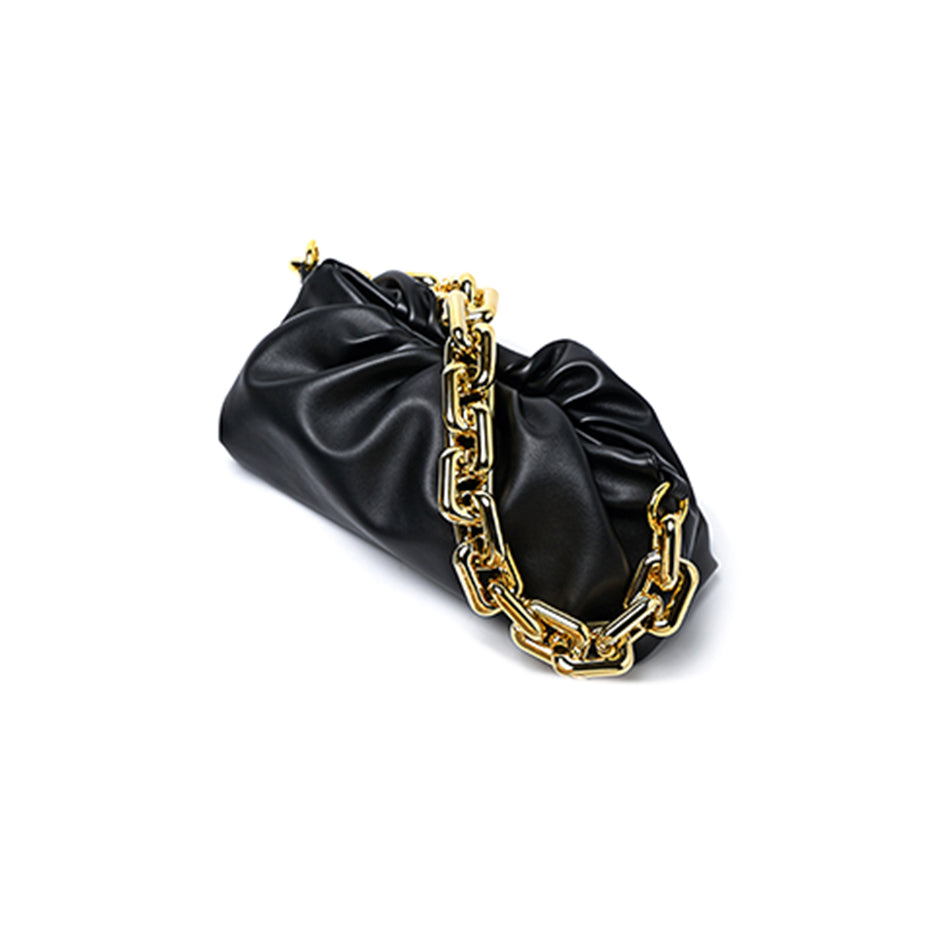 KLISH Gold Chain Leather Pouch Shoulder Bag - ithelabel.com
