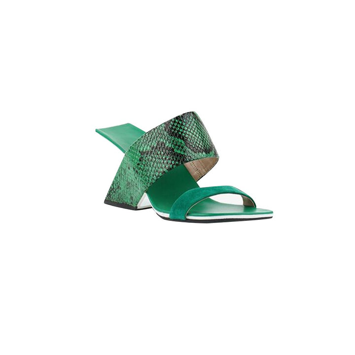 KUMIY Printed Leather Mules Sandals
