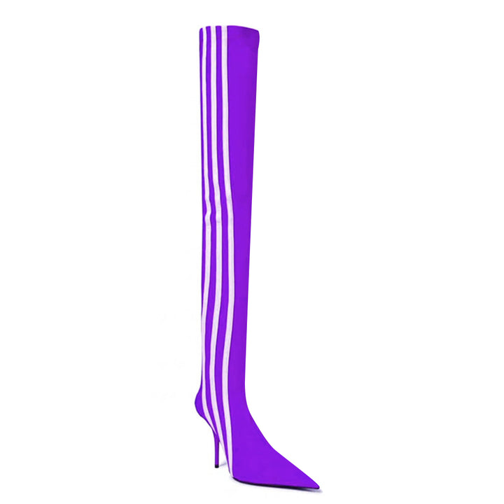 MAWEL Striped High Heel Over The Knee Boots