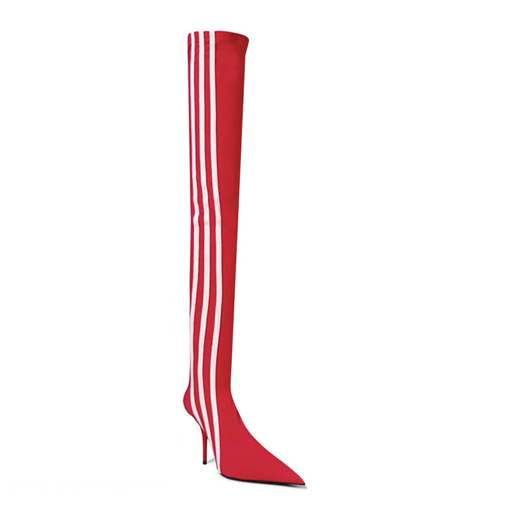 MAWEL Striped High Heel Over The Knee Boots