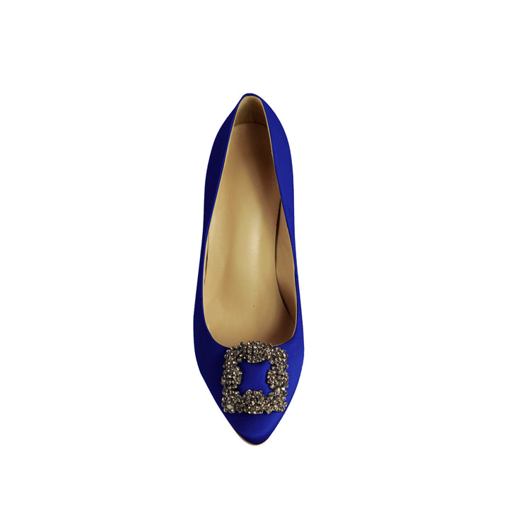 MIRKO Diamante Embellished Satin Pumps - ithelabel.com