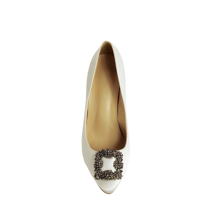 MIRKO Diamante Embellished Satin Pumps - ithelabel.com