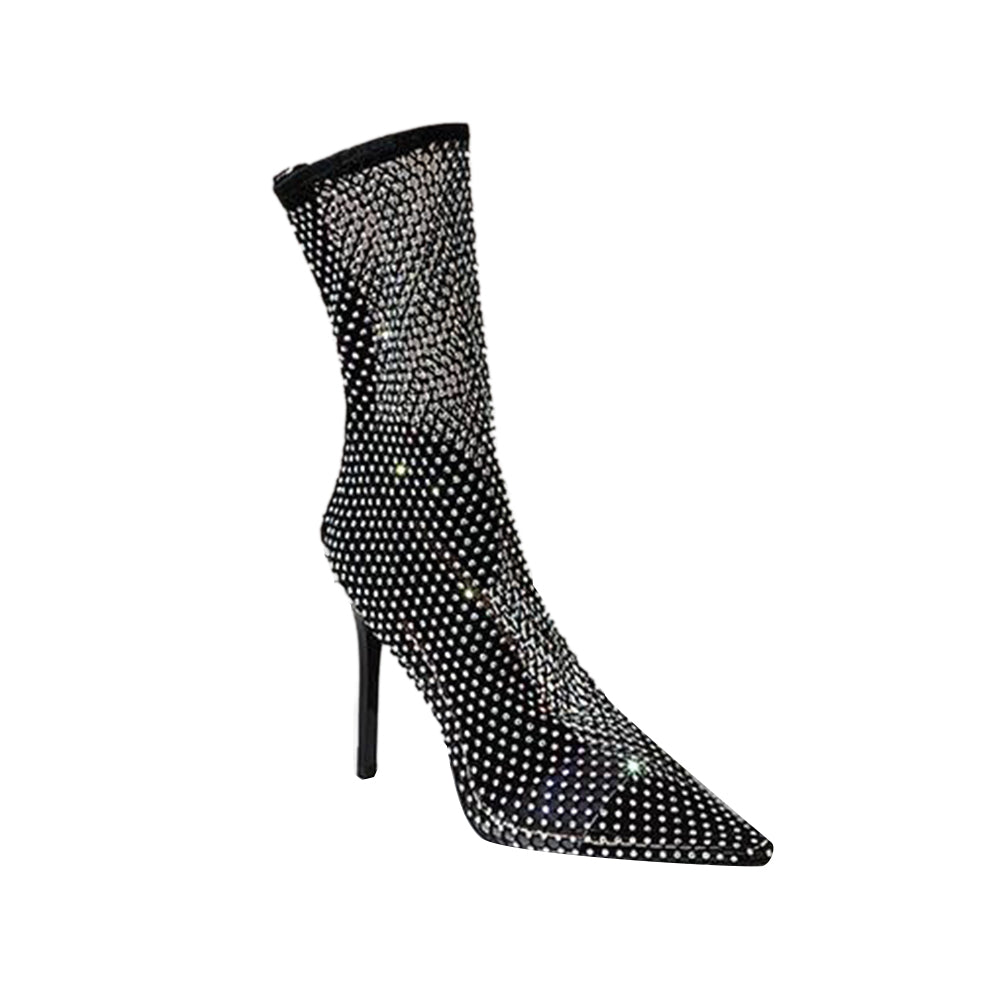 MOTIA Diamante Mesh Ankle Boots - 11cm