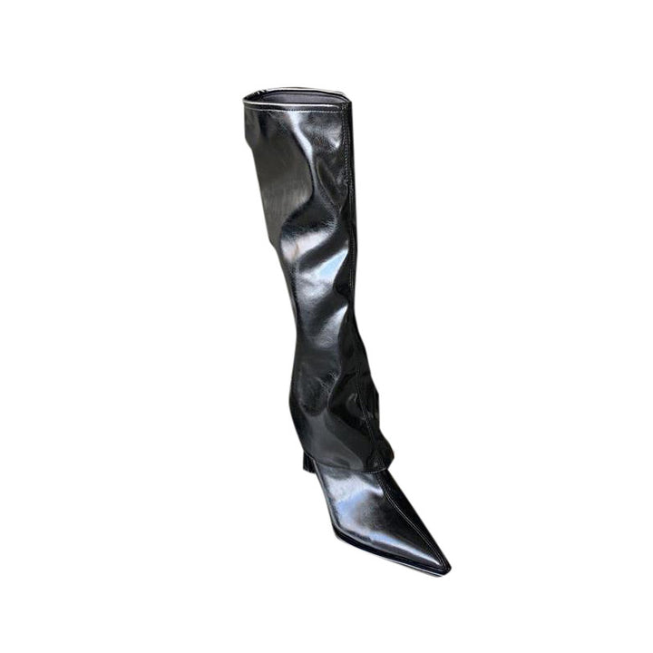 NISDA Stiletto Heel Leather Knee High Boots
