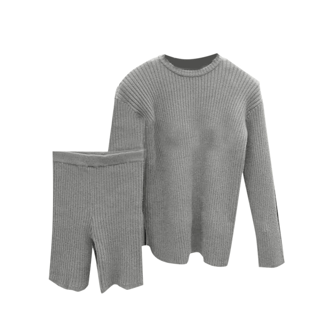 OICUA Long Sleeves Knitwear Sweater And Mini Shorts