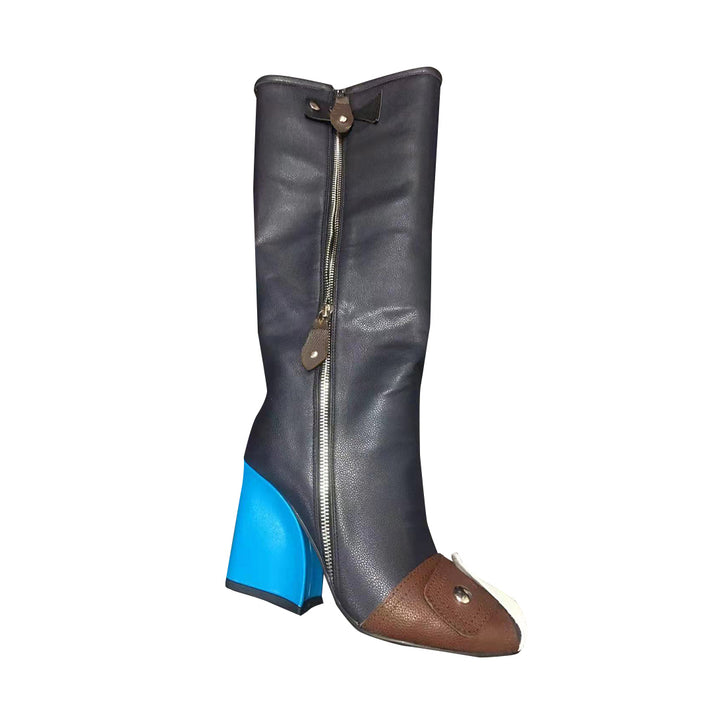 RAFOU Zip Leather Knee High Boots
