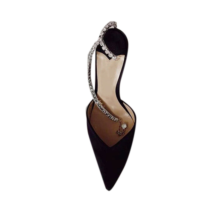 RISIA Ankle Diamante Satin Mid Heel Sandals - 6cm