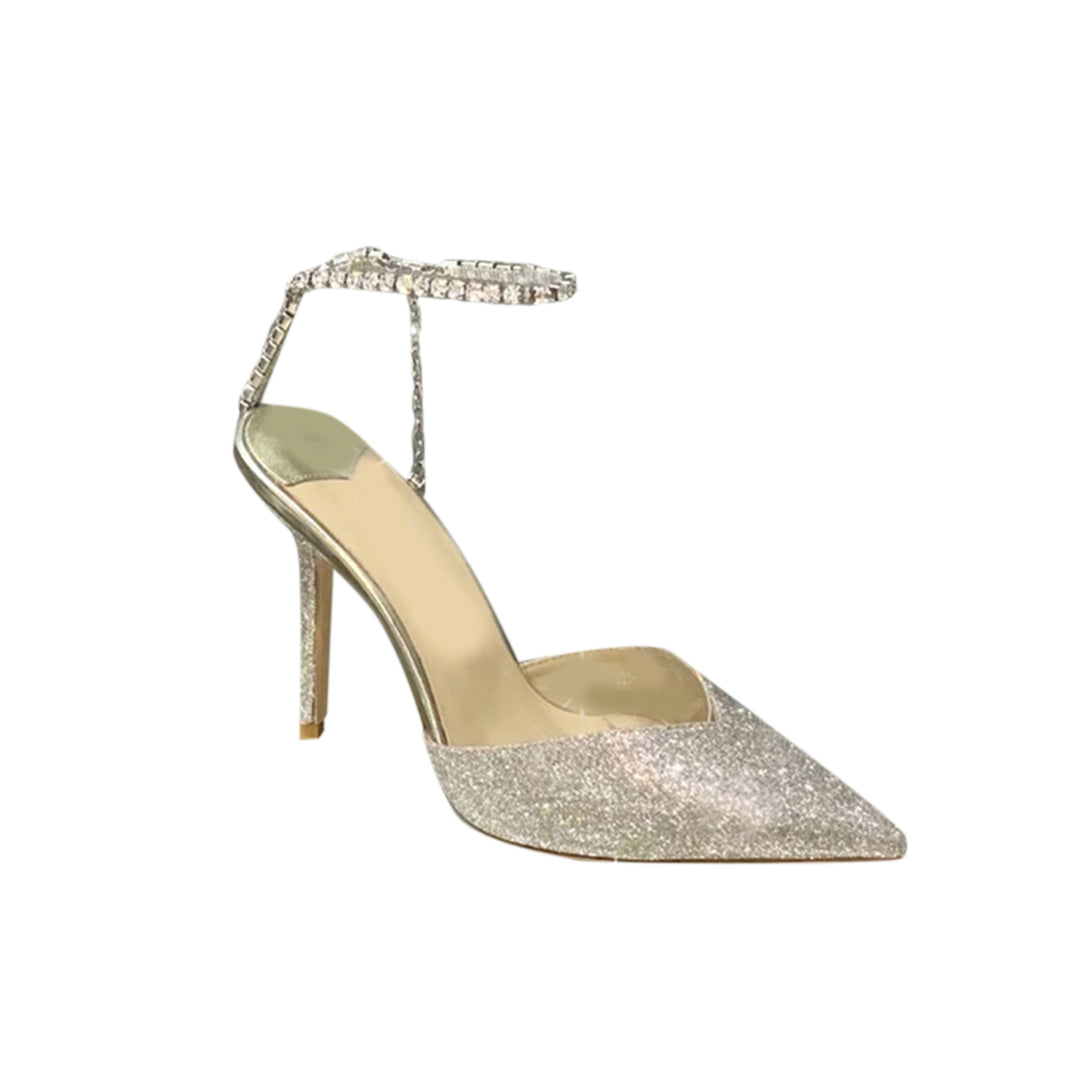 RISIA Ankle Diamante Glitter High Heel Sandals