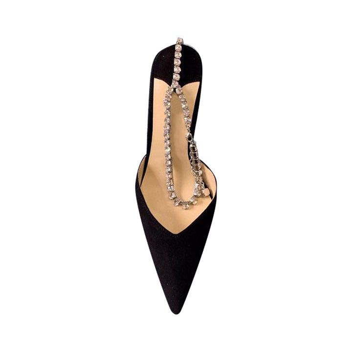 RISIA Ankle Diamante Suede Mid Heel Sandals - 8cm