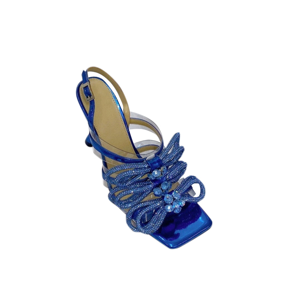 SELOO Diamante Bow PVC High Heel Sandals